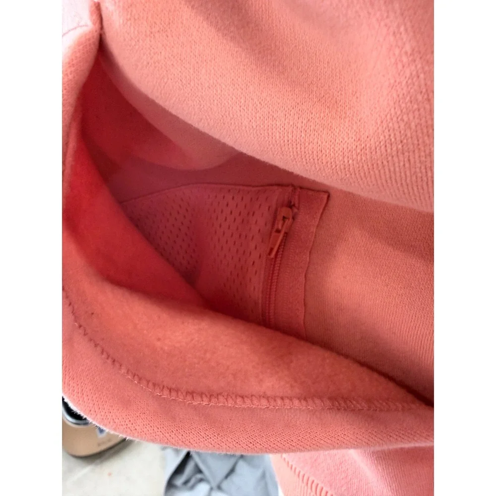 Comfrt Zip Up Hoodie Peach Coral Fleece Utility Pocket Cozy S